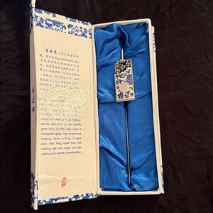 Elegant Blue and White Bookmark